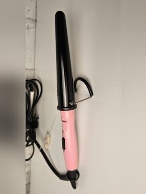 Plugged In Pink Tapered Curling Wand Cone Iron
